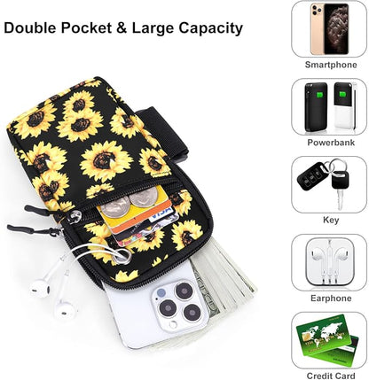Cell Phone Armbands Pouch for Women Running Bag Compatible with Cellphone 6.28 Inches Full-Screen, Sunflower