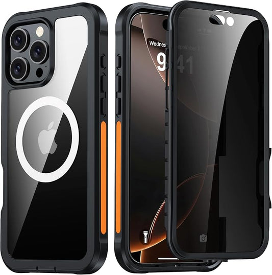 ANTSHARE for iPhone 16 Pro Max Case, with [Built-in Privacy Screen Protector] [Compatible with MagSafe], Anti-Peeping Magnetic Adsorption Full Body Double Protective Case for iPhone 16 Pro Max, Black