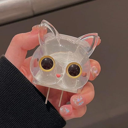Cute 5 in 1 DIY 3D Cat 20W Charger Case, Transparent Soft TPU Cover for Apple 18W/20W USB‑C Charger & Cable Protector for iPhone 11–15 Pro Max & MacBook Neo 13 A18 Pro