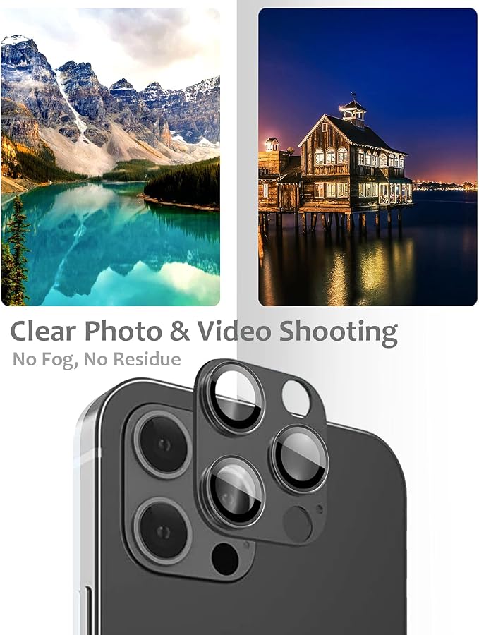 [2 Pack] Tamoria Compatible for iPhone 13 Pro / 13 Pro Max Camera Lens Protector Metal Plus Tempered Glass Camera Cover Support LIDAR Scanner, Anti-Explosion for iPhone 13 Pro Max /13 Pro Black