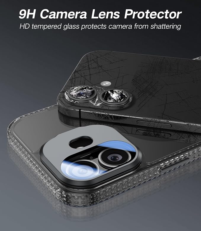 [Upgraded] for iPhone 16 Case with Camera Cover Stand [Fit for MagSafe][9H Camera Lens Protector] Mil-Grade Protection Transparent Magnetic iPhone 16 Phone Case, Clear Black