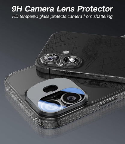 [Upgraded] for iPhone 16 Case with Camera Cover Stand [Fit for MagSafe][9H Camera Lens Protector] Mil-Grade Protection Transparent Magnetic iPhone 16 Phone Case, Clear Black