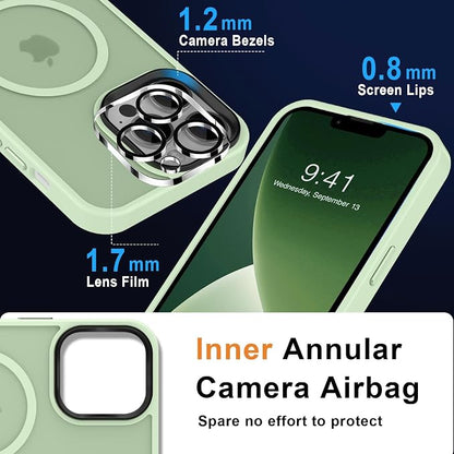 MOCCA Strong Magnetic for iPhone 13 Pro Max Case,[Compatible with Magsafe][Glass Screen Protector+Camera Lens Protector] Slim Thin Shockproof Cover Phone Case for iPhone 13 Pro Max 6.7", Light Green