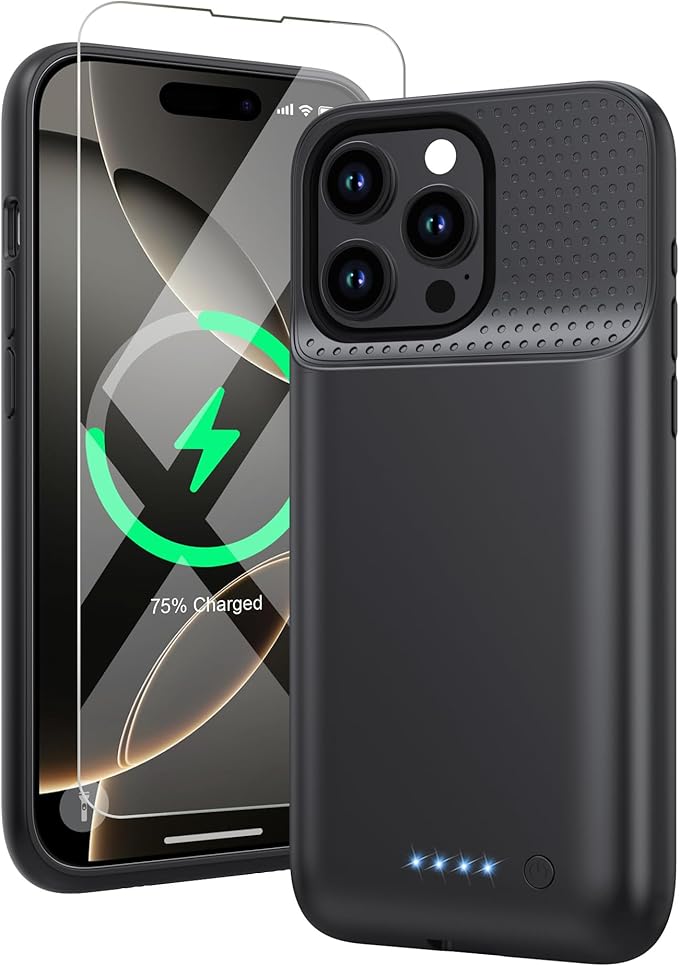Battery Case for iPhone 16 Pro Max, Upgraded 8600mAh Portable Charging Case, Ultra-Slim Lightweight Powerful Extended Battery Pack for iPhone 16 Pro Max (6.9 inch) Black