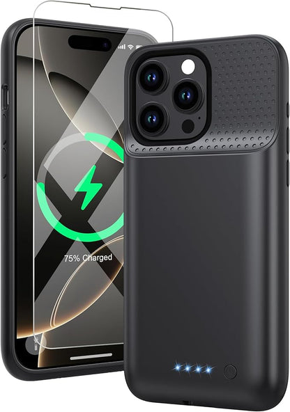 Battery Case for iPhone 16 Pro Max, Upgraded 8600mAh Portable Charging Case, Ultra-Slim Lightweight Powerful Extended Battery Pack for iPhone 16 Pro Max (6.9 inch) Black