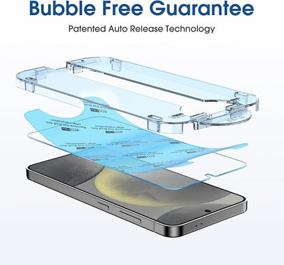 amFilm Auto-Alignment OneTouch for Samsung Galaxy S24 6.2" Screen Protector + Camera Lens Protector,Tempered Glass,30 Seconds Installation, Case Friendly , Bubble Free , Anti-Scratch [2+2 Pack]