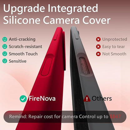 FireNova Magnetic for iPhone Air Case, Compatible with MagSafe, [Integrated Silicone Camera Control Button] [Camera Protection] Microfiber Lining Phone Case for iPhone 17 Air, 6.5", Deep Red