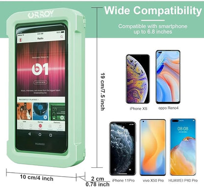 URROY Shower Phone Holder Waterproof, 360° Rotation Shower Phone Case, Anti-Fog High Sensitivity Universal Cover Mount Stand for Bathroom Wall Mirror Bathtub Kitchen, Gift for Men Women Mint Green