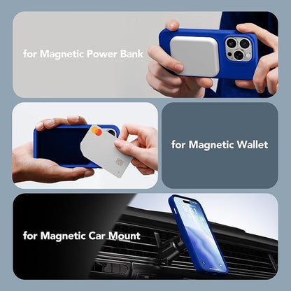 GONEZ for iPhone 14 Pro Max Case Silicone, Compatible with MagSafe, with Screen Protector + Camera Lens Protector, Liquid Silicone Shockproof Protective Phone 14 ProMax Case 6.7", Klein Blue