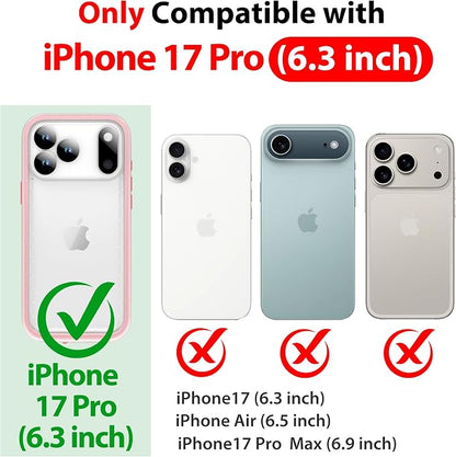 SPORTLINK for iPhone 17 Pro Waterproof Case - Built in Screen Protector Rugged/Dustproof/Full Body Shockproof/Dropproof/IP68 Underwater for iPhone 17 Pro Case 6.3 inch Pink/Frosted Clear