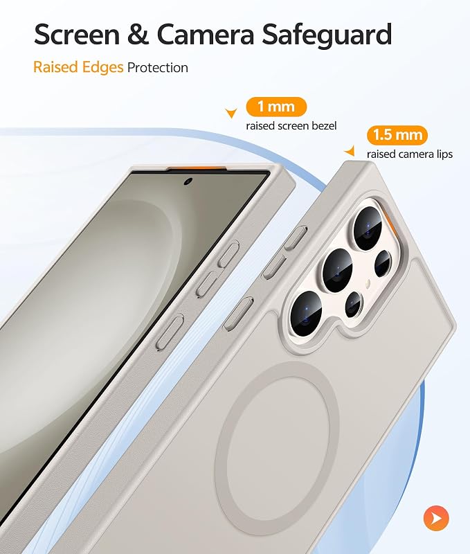 FNTCASE for Samsung Galaxy S23 Ultra Case, Compatible with Magsafe | Translucent Matte Magnetic Back, 14FT Military Grade Drop Protection, Shockproof Protective Phone Cover