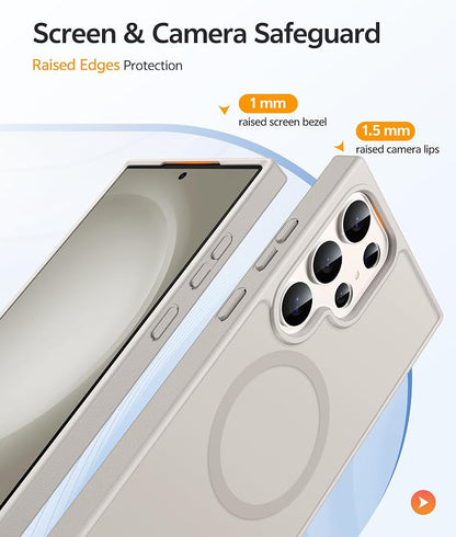 FNTCASE for Samsung Galaxy S23 Ultra Case, Compatible with Magsafe | Translucent Matte Magnetic Back, 14FT Military Grade Drop Protection, Shockproof Protective Phone Cover