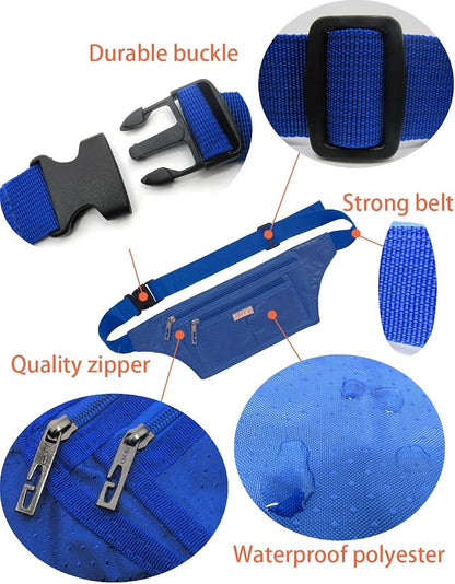 Naoki Outdoor Sports Running Jogging Cycling Hiking Camping Climbing Travel Ultra-thin Waterproof Polyester Waist Pack/Bag Runner Belt(Navy)