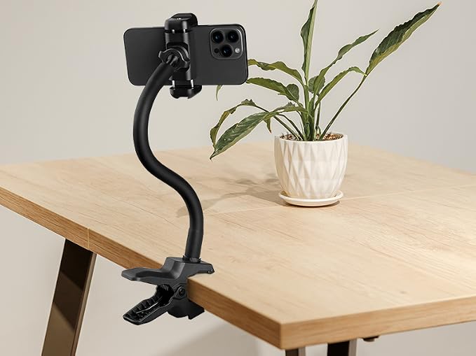 [Upgrade] Phone Holder Jaws Flex Clamp,11.8" Gooseneck Arm Aluminum Alloy Ball Head Mount for Desk/Table/Pole/Board,Compatible with 3.5~7.5" iPhone/HTC/LG/Nexus/Huawei/Smartphone
