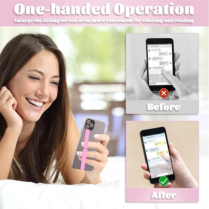 TEAMOLA Silicone Phone Grip Strap - Pink 230 Phone Hand Strap Holder with Loop for Cell Phones, iPhone Grip, Finger Holder & Back of Phone Grips, Secure Anti-Slip Grip(3 Packs)