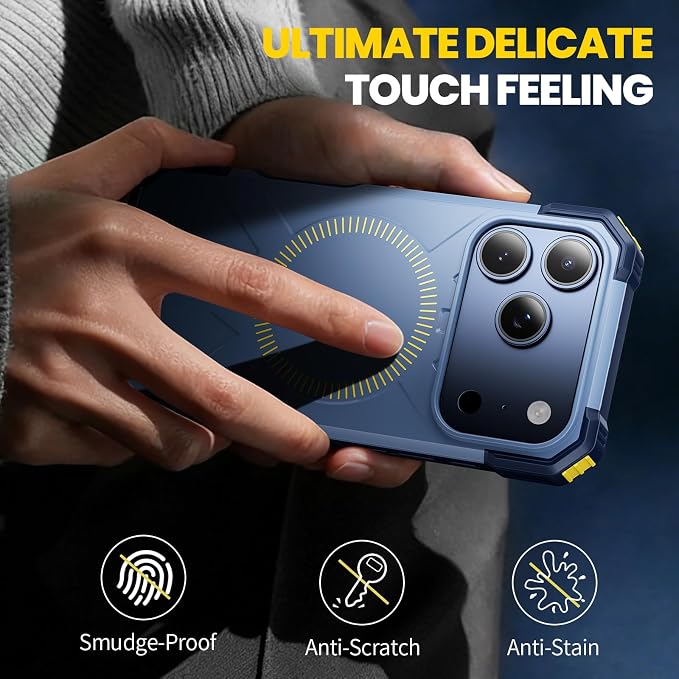 3 in 1 for iPhone 17 Pro Max Case,[1 Screen Protector & 1 Camera Lens Protector ],7X Military-Grade Drop Protection ,Fits MagSafe ,Tough, Rugged & Durable for Heavy Duty iPhone 17 Pro Max Case,Blue