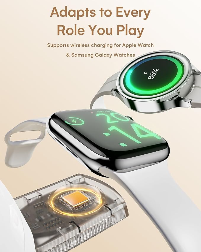 3 in 1 Charging Station for Apple Devices,Qi2 Mag-Safe Charger Stand & Light,Fast Wireless Charging Station for iPhone 17/16/15/14/13/12& AirPods & iWatch &Pixel 10 & Samsung Galaxy Watch(30W Adapter)