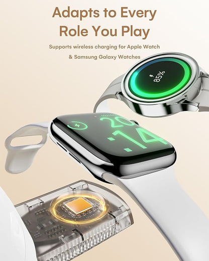 3 in 1 Charging Station for Apple Devices,Qi2 Mag-Safe Charger Stand & Light,Fast Wireless Charging Station for iPhone 17/16/15/14/13/12& AirPods & iWatch &Pixel 10 & Samsung Galaxy Watch(30W Adapter)