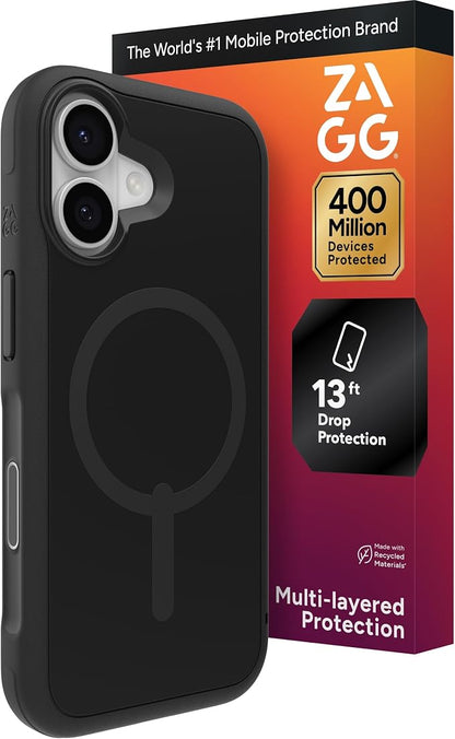 ZAGG Sedona Snap Case for iPhone 17 - Flood Black, Drop Protection (13ft/4m), Graphene-Reinforced Multi-Layer Protection, MagSafe Phone Case with Impact-Absorbing Bumpers, Slim & Lightweight