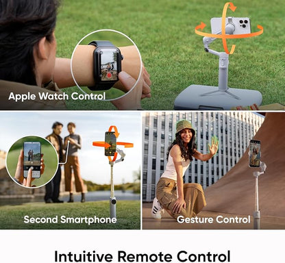 Insta360 Flow 2 Grey - Foldable AI Gimbal for iPhone, AI Tracking, Multi-Person Tracking, Built-in Tripod/Selfie Stick, Remote Control, iPhone/Android Portable Stabilizer