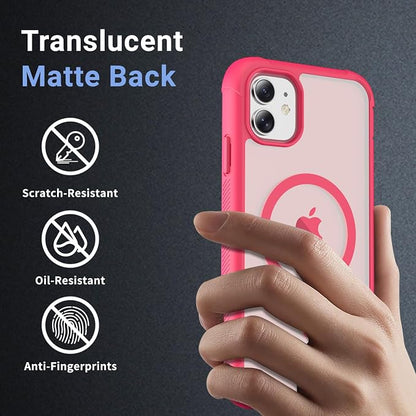 jaroco Magnetic for iPhone 11 Case, [Compatible with MagSafe][Military Grade Drop Protection][Heavy Duty Protection][Non-Slip][Shockproof] 2-Layer Durable Bumper Phone Case 6.1''-Rose