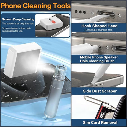 34-in-1 for iPhone Cleaning Kit, Sunoyar Airpods Cleaning Kit Multi-Functional, Laptop Cleaning Kit with Portable Storage Case for iPhone Charging Port USB C Cell Phone Android Keyboard Earbud White