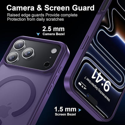 Strong Magnetic for iPhone 17 Pro Case with Camera Lens Protector [ Military-Grade Protection] Compatible with MagSafe Shockproof Slim Thin Cover case for iPhone 17 Pro 6.3 inch, Deep Purple