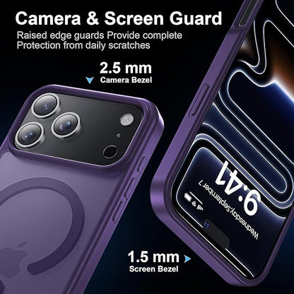 for iPhone 17 Pro Max case with Camera Lens Protector [10Ft Military-Grade Protection] Compatible with fit MagSafe Shockproof Cover Phone case for iPhone 17 Pro max 6.9 inch,Deep Purple