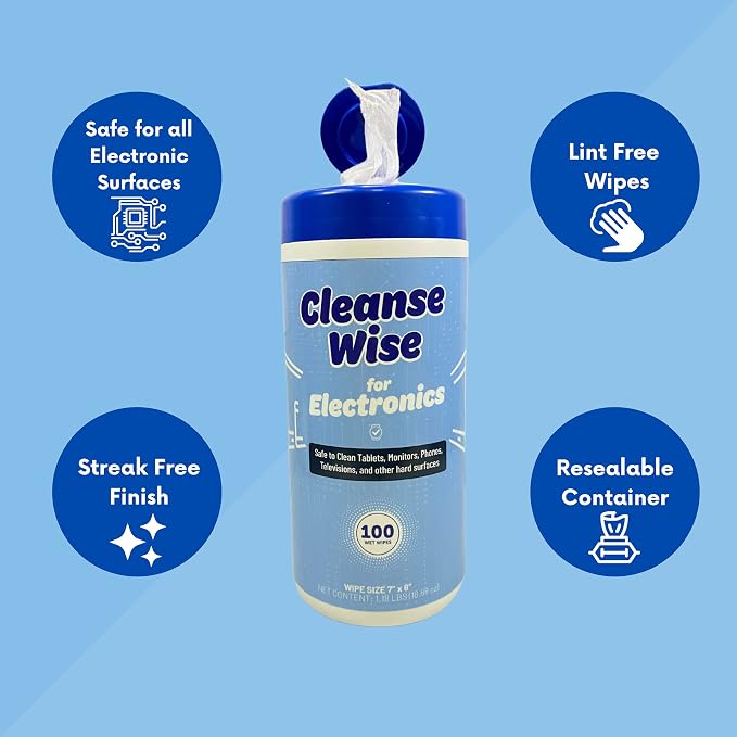 Electronic Cleaning Wipes 100 Ct, White (CL100TAL)