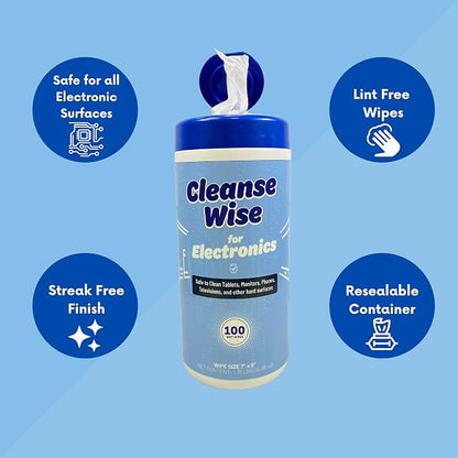 Electronic Cleaning Wipes 100 Ct, White (CL100TAL)