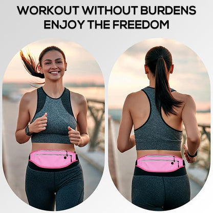 Running belt for Women &Men,Adjustable Exercise Waist Pack Reflective Running Belt for Sports Workout Cycling Hiking, Casual Hands-Free Wallets Phone Bag Fits All Phones(pink)