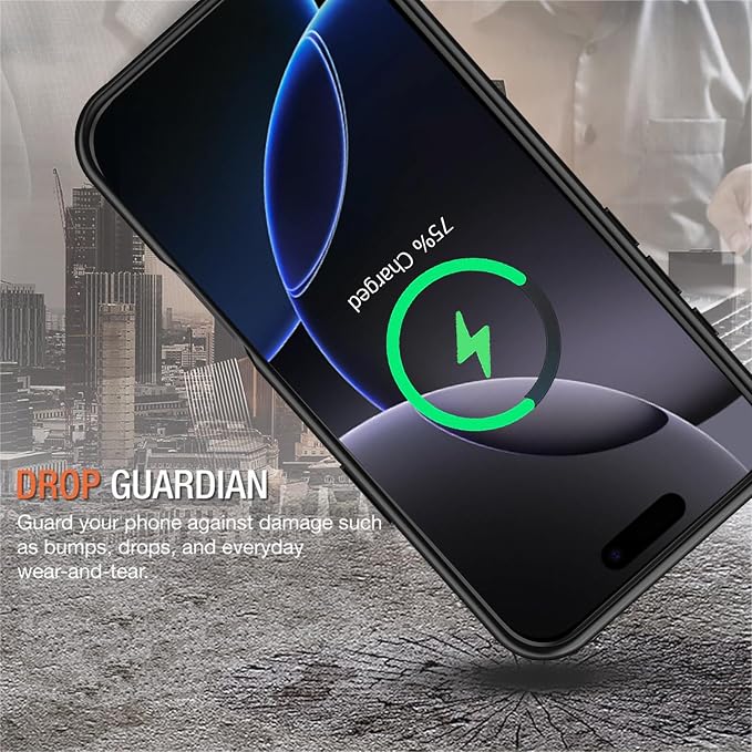 Battery Case for iPhone 16 Pro, 10000mAh Portable Protective Wireless Charging Case, Sync-through Technology, Black