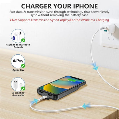 Battery Case for iPhone 13 Pro Max & 14 Pro Max & 14 Plus with Stand，Slim Powerful 8000mAh Portable Rechargeable Protective Extended Charger Cover for iPhone 13 pro max，14 pro max Charging case