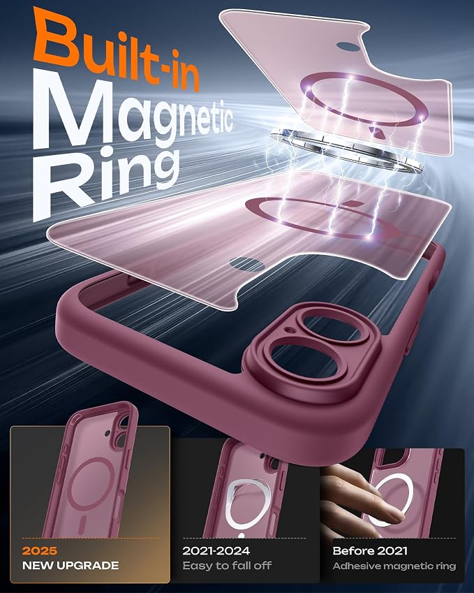 TOCOL for Phone 17 Case, Compatible with Magsafe Charger, Full Camera Protection, Drop Protection, Translucent Matte Phone Case for Phone 17 6.3 inch (Plum)
