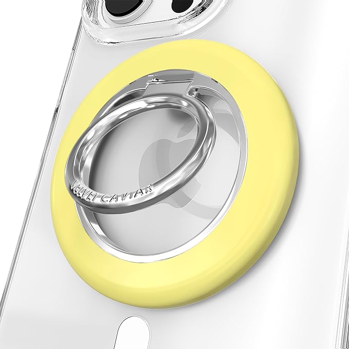 VELVET CAVIAR Compatible with MagSafe Phone Grip 2.0 | Cute Magnetic Ring Holder | Finger Loop Kickstand | Pop On Accessory for iPhone 17, 16, 15, 14, 13, 12 | Butter Yellow
