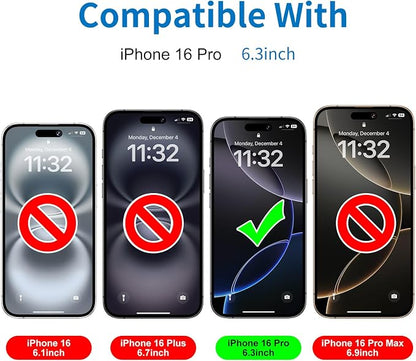 Mothca 2 Pack Matte Glass Screen Protector for iPhone 16 Pro [6.3 inch] + 2 Pack Camera Lens Protector, Anti-Glare & Anti-Fingerprint (Not Privacy Film) Tempered Glass, Bubble Free, Smooth as Silk