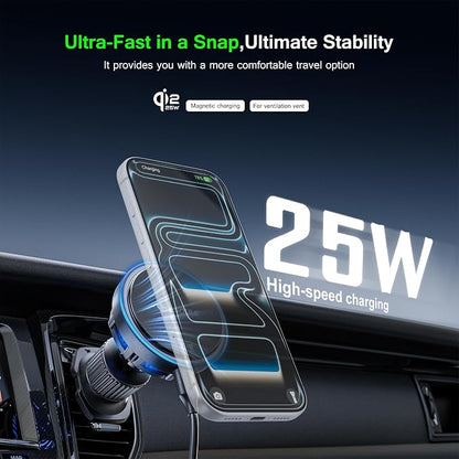 Esoulk [2026 Upgraded] Qi2 25W Fast Wireless Car Charger with Active Cooling Fan for Heat Protection, MagSafe Compatible Magnetic Air Vent Mount with Locking Clip, Phone Holder for iPhone & Android