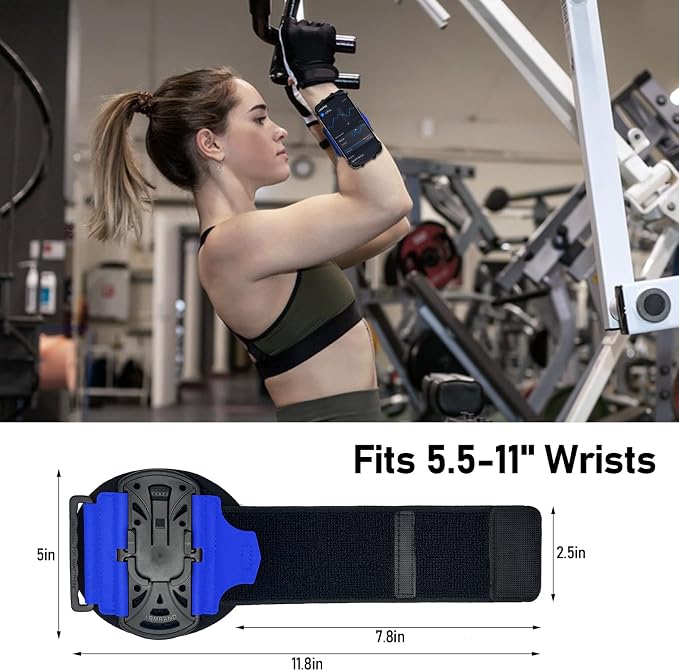 Running Phone Holder Wristband,Forearm Armbands 360° Rotatable & Detachable Compatible with All 4.5-7 inch Phone for iPhone 16/15/14/Pro/ProMax/13/12/11/mini/Pro Max/XS/XR,for Workout Cycling