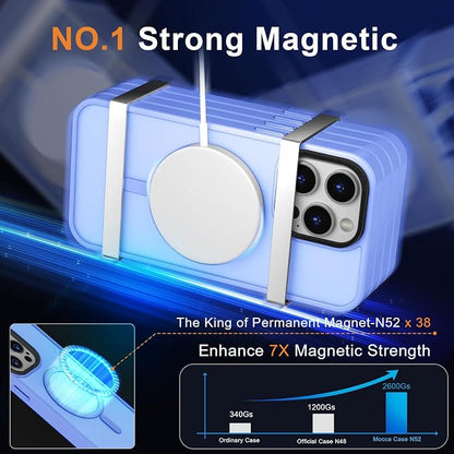 MOCCA Strong Magnetic for iPhone 15 Pro Max Case, Compatible with Magsafe, 13FT Military Drop Protection, Slim Translucent Matte Shockproof Case for iPhone 15 ProMax Case 6.7'', Blue