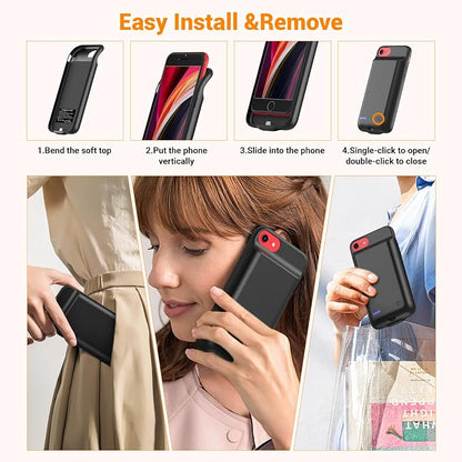 Battery Case for iPhone iPhone 8/7/6s/6/SE 3/SE 2 (4.7-inch), Upgraded High Capacity 7000mAh Rechargeable Battery Pack Charger Case with External Charging Function and Tempered Glass Screen Protector