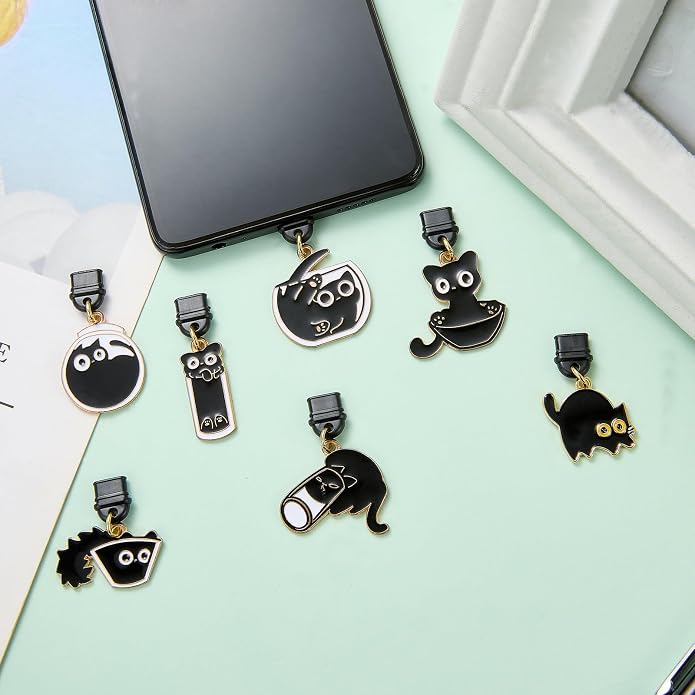7-10Pcs Dust Plug Charm Type C with Alloy Pendants Cute Cell Phone Charms for Most Type C Phone,Readers Device