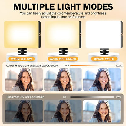 120 LED Selfie Light for iPhone, Portable Phone Light with Clip & Camera Tripod Adapter - 5000mAh Rechargeable, 3 Lighting Modes, CRI 97+ for Video Recording, TikTok, Tripod Mount Rings