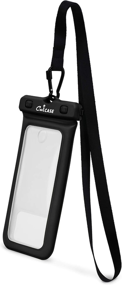 CaliCase Universal Waterproof Floating Phone Pouch - IPX8 Waterproof Floating Phone Case with Lanyard for iPhone X-15/ S20-S24/ Pixel 4-8 - Black