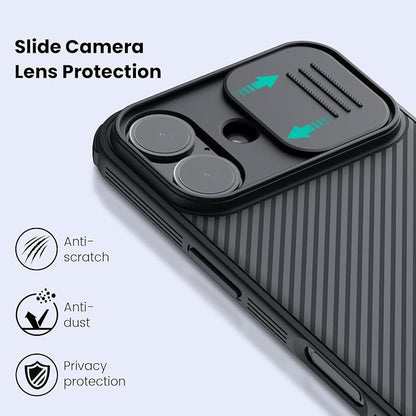 Nillkin for iPhone 17 Case with Slide Camera Cover, Thin Slim Fit, Shockproof Protective, Protector Privacy, Phone Case iPhone 17 Camera Lens Protector 6.3 inch, Black