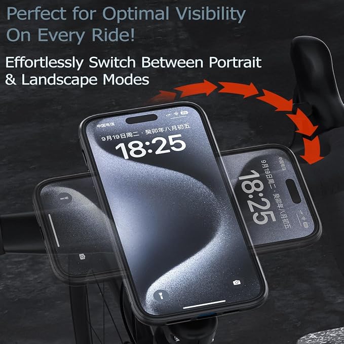 Bike Stem Phone Mount with Quad Safety Buckles – CNC Aluminum Center Holder for iPhone & Android | Quick Install | Anti-Shake Clamp for MTB/Road/Mountain