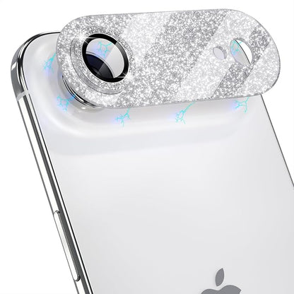 Choiche Compatible for iPhone 17 Air Camera Lens Protector, Bling Camera Cover with 9H Tempered Glass Lens Screen Protector Metal Ring Decoration Accessories 6.5-inch (Glitter-Silver)