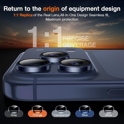 LK for iPhone 17 Pro/17 Pro Max Camera Lens Protector [Top 9H+ Military Grade Shatterproof] One-Click Installation, Ultra-Tough HD, Individual Lens Protectors Scratch-resistant, Deep Blue