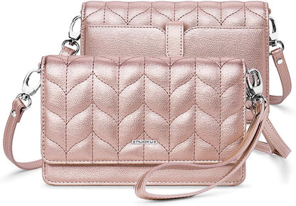 nuoku Women Small Crossbody Bag Cellphone Purse Wallet with RFID Card Slots 2 Straps Wristlet