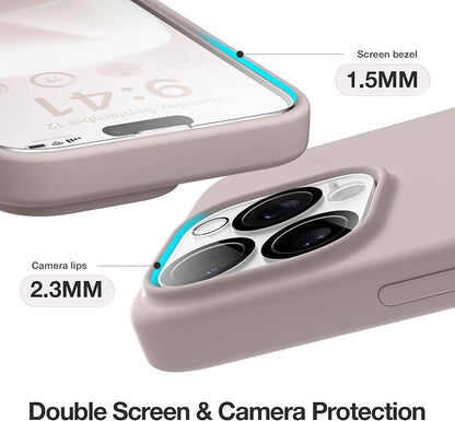 GONEZ for iPhone 15 Pro Max Case Silicone, Compatible with Magsafe, Camera Protector + Screen Protector, Soft Anti-Scratch Microfiber Lining, Liquid Silicone Shockproof Phone Cover, Light Taro
