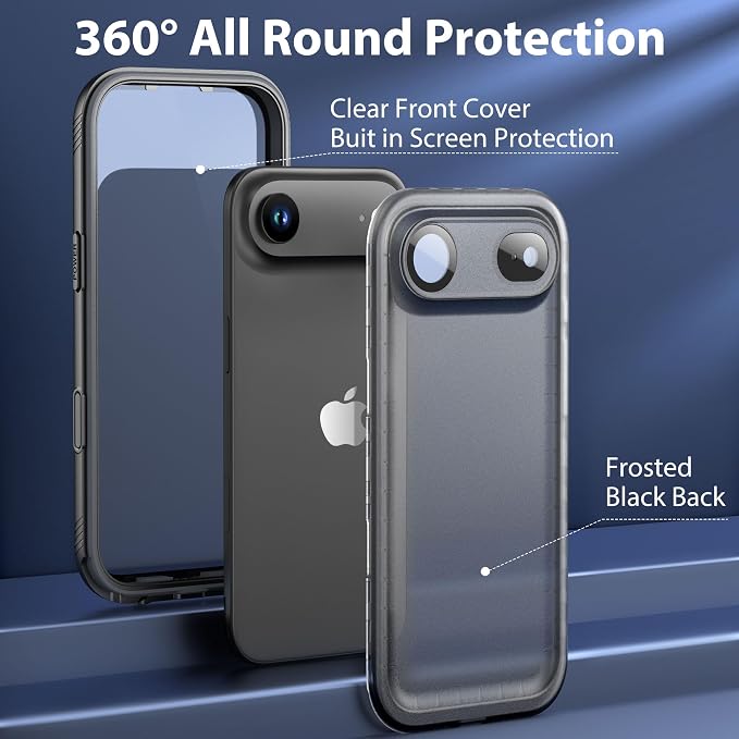 SPORTLINK for iPhone Air Waterproof Phone Case - Built in Screen Protector Shockproof/Military Rugged Dropproof/Dustproof/Heavy Duty, 360 Full Body Protective Cover for iPhone Air 6.5 Black